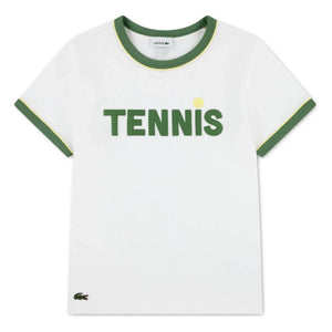 Lacoste – Kontrast-T-Shirt aus Bio-Baumwolle | Off-White