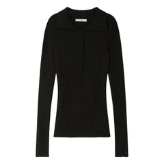 Sessùn - Lykke Metallic Polo Pullover | Nachtblau