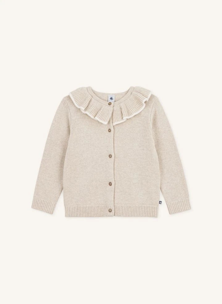 Petit Bateau - Strickjacke mit Wollkragen | Heather Beige