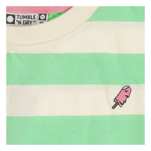 Tumble N'Dry – Colatina Oversize Gestreiftes T-Shirt aus Bio-Baumwolle | Grün