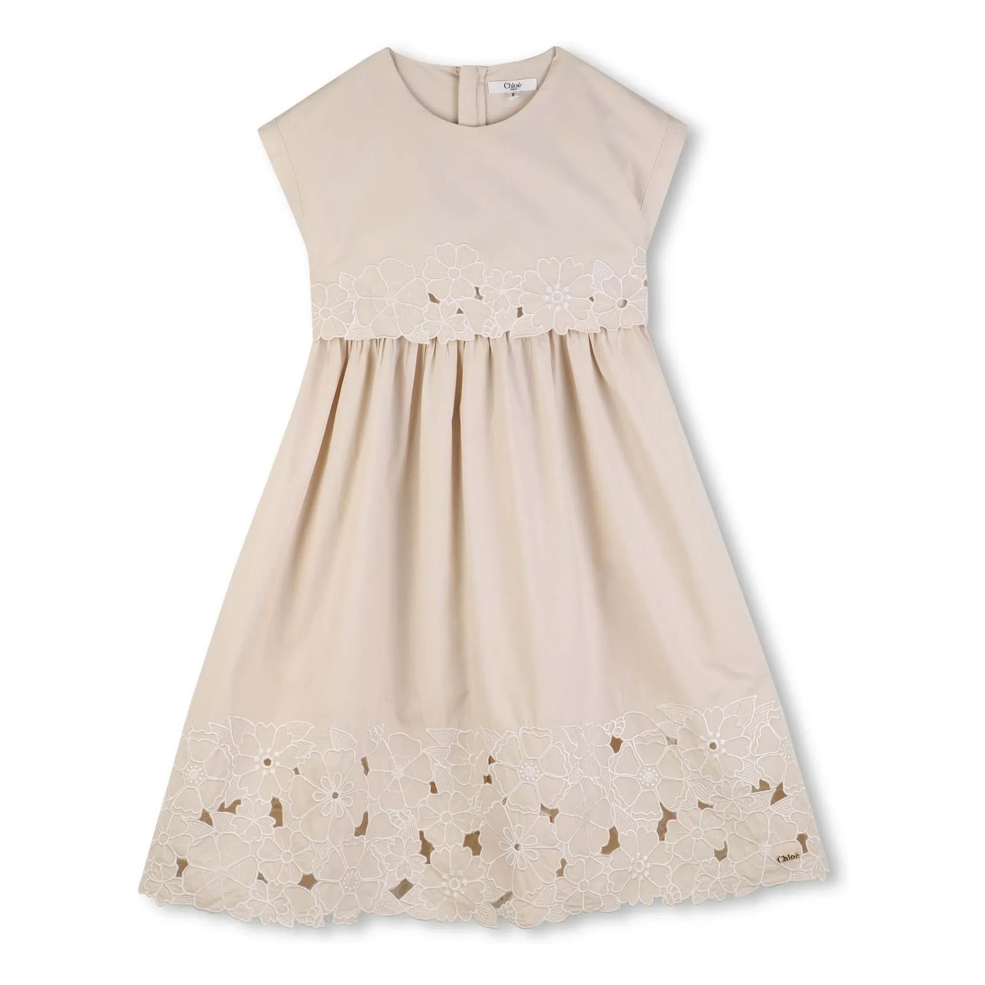 Chloé - Bio-Baumwoll-Kleid mit Stickerei | Puderrosa