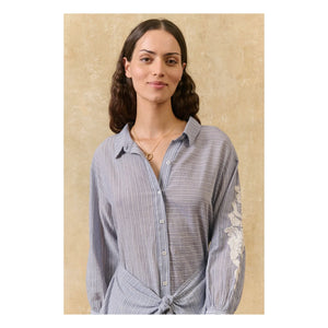 Louise Misha – Gestreiftes Kleid Berenjere Bio-Baumwolle | Blau