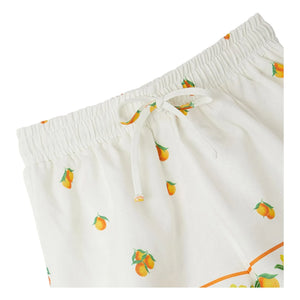 Fabula - Shorts mit orangen Schnürsenkeln | Weiß
