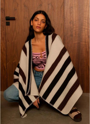 La Méricaine - Blackfeet Recycelter Wollponcho | Ecru