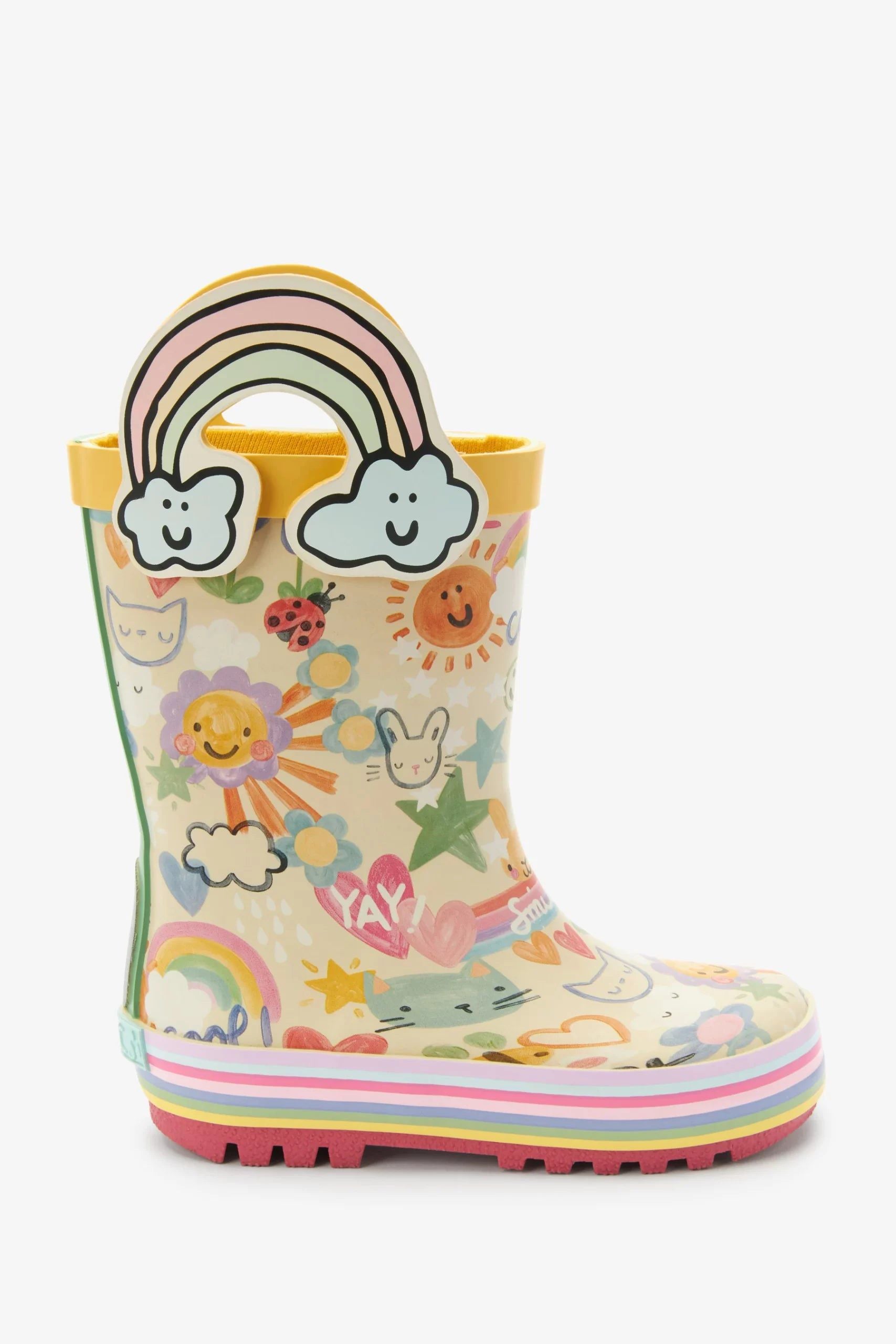 Dinossi - Fröhliche Sommer-Regenstiefel für Mädchen mit Regenbogengriffen - 28