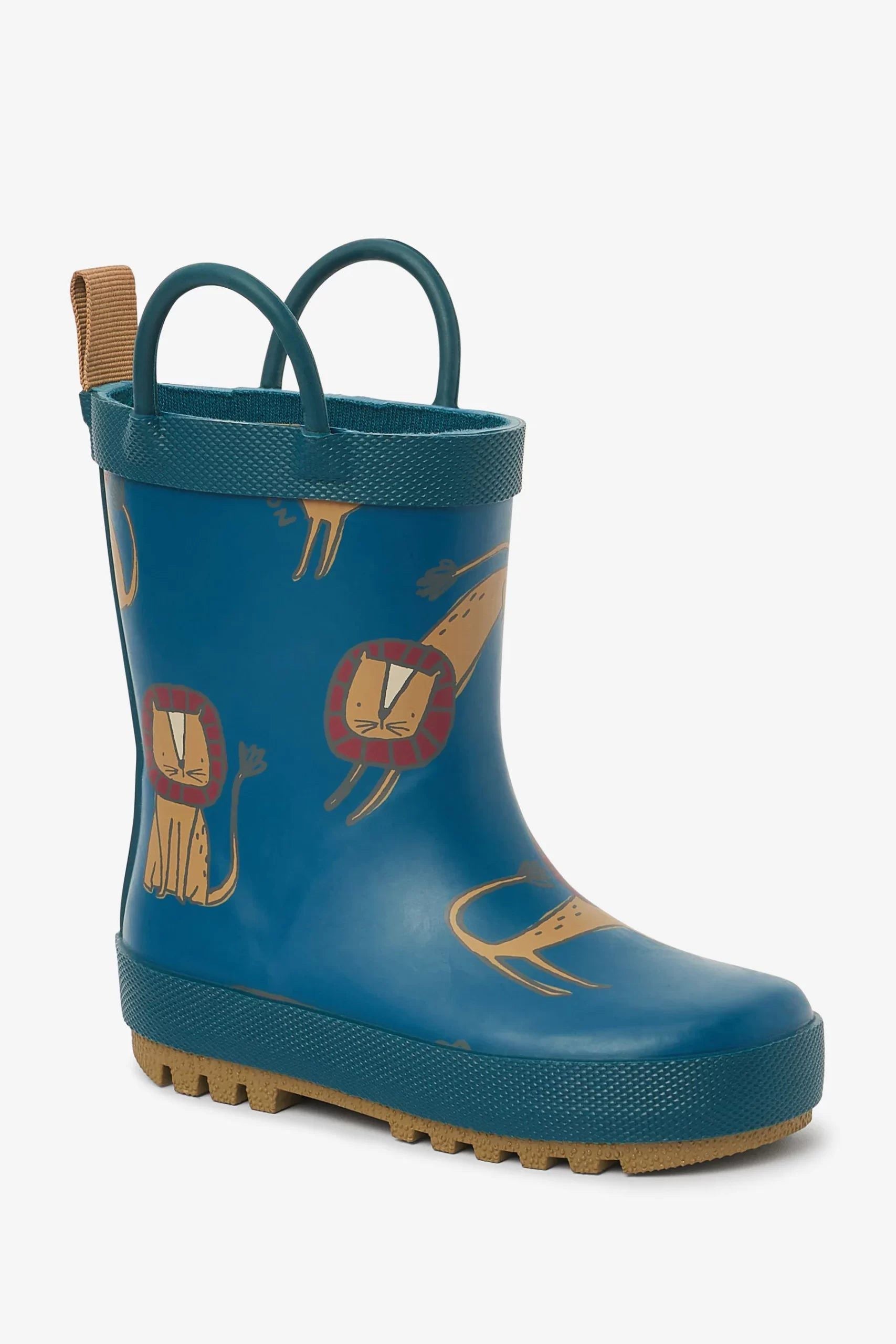Dinossi – Marineblaue Regenstiefel „Sweet Lion“ für Jungen mit Griff – 29