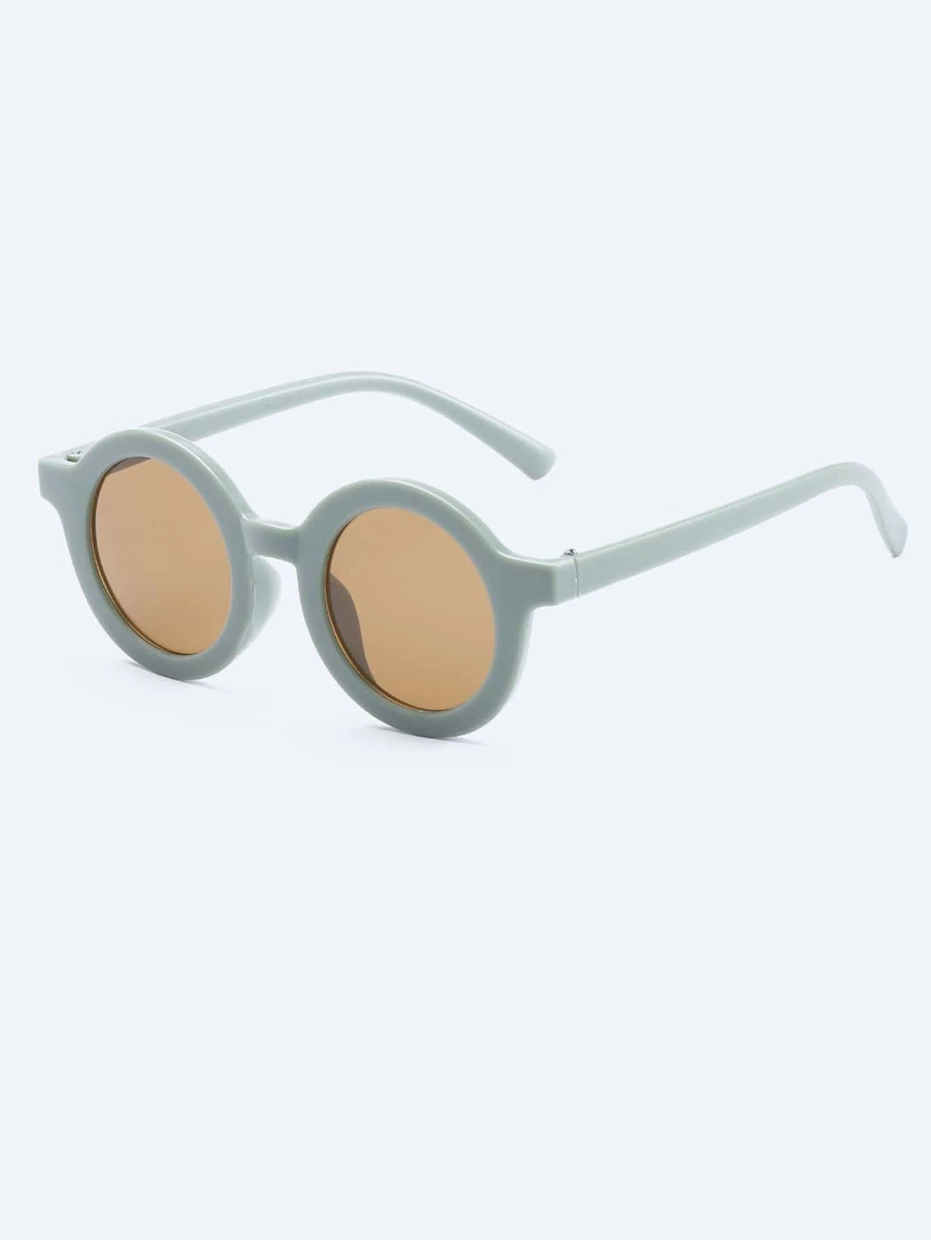 Dinossi – Nachhaltige dunkelgrüne runde Kindersonnenbrille