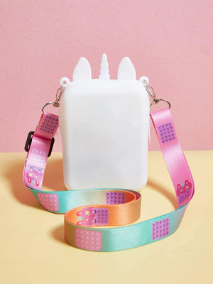 Dinossi – Weiße Mädchen-Umhängetasche mit Einhorn-Popit-Design