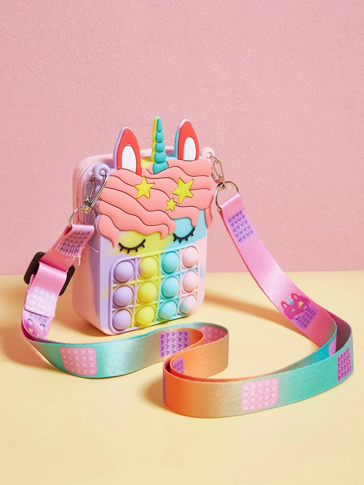 Dinossi – Regenbogen-Umhängetasche für Mädchen mit Einhorn-Popit-Design