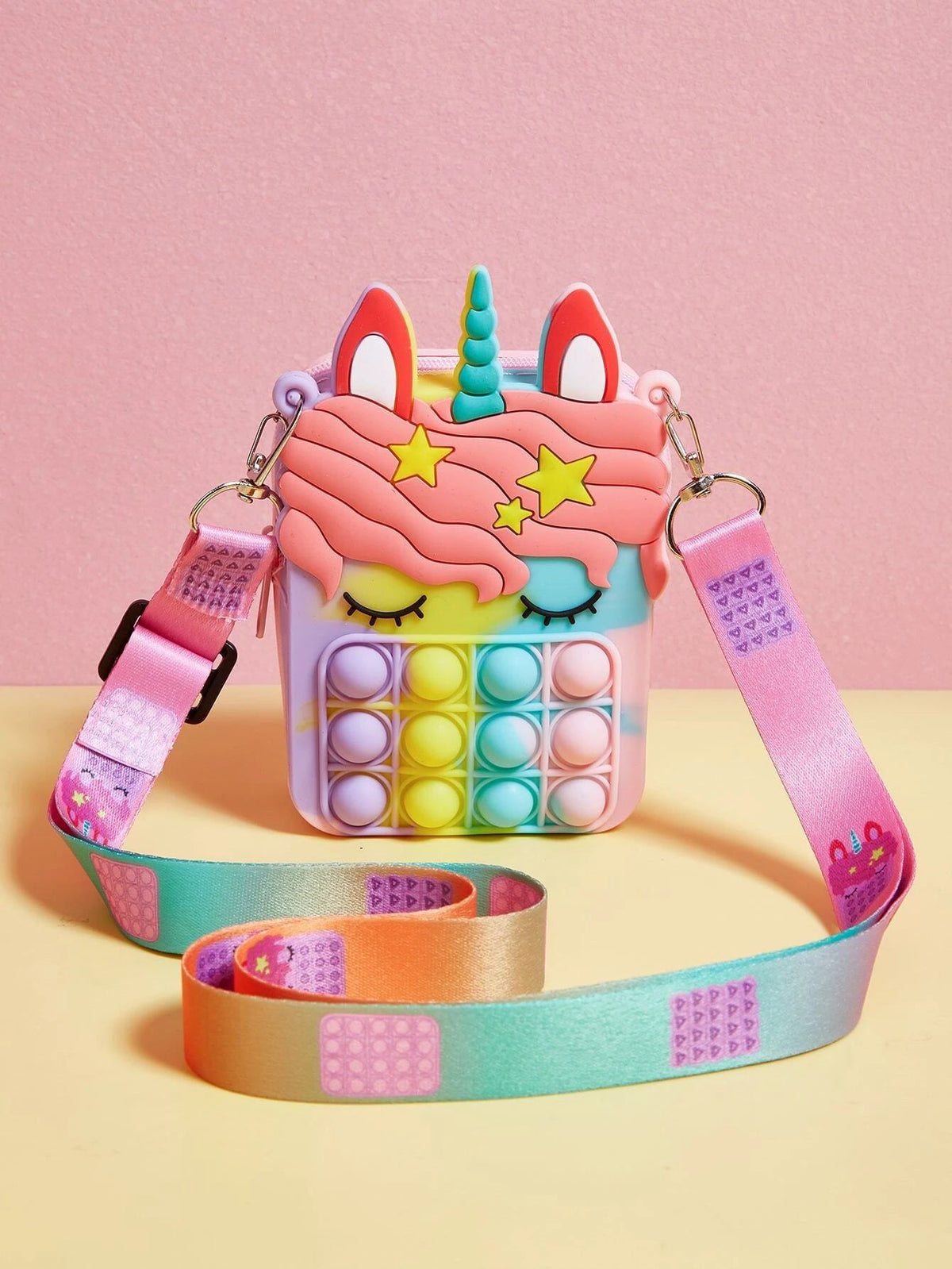 Dinossi – Regenbogen-Umhängetasche für Mädchen mit Einhorn-Popit-Design