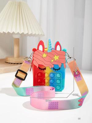 Dinossi – Einhorn-Popit-Design, blau-rote Mädchen-Umhängetasche