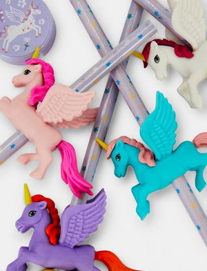 Dinossi - Einhorn-Radiergummi-, Spitzer- und Bleistift-Set
