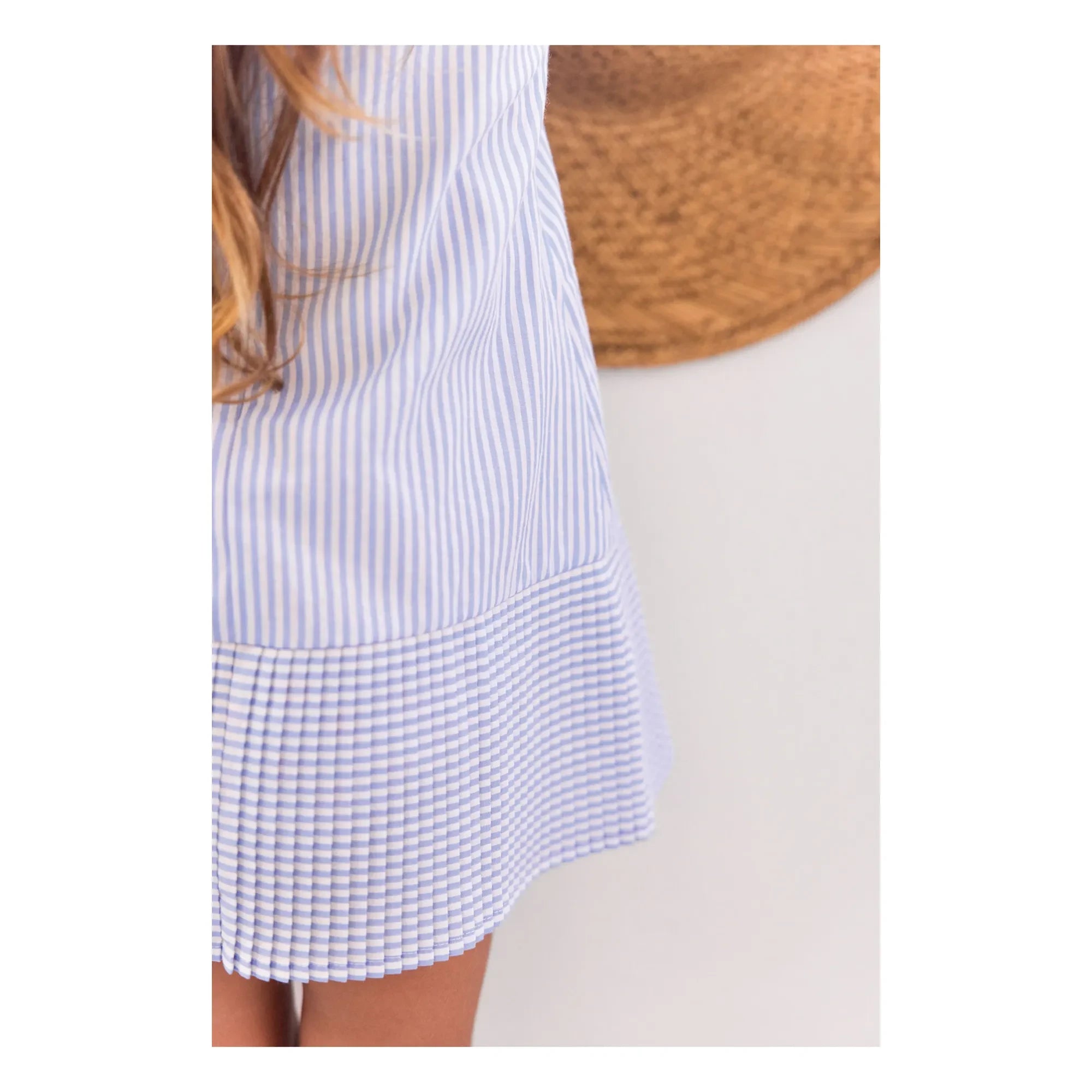 Tartine et Chocolat - Ärmelloses Kleid mit Streifen und Claudine-Kragen | Blau