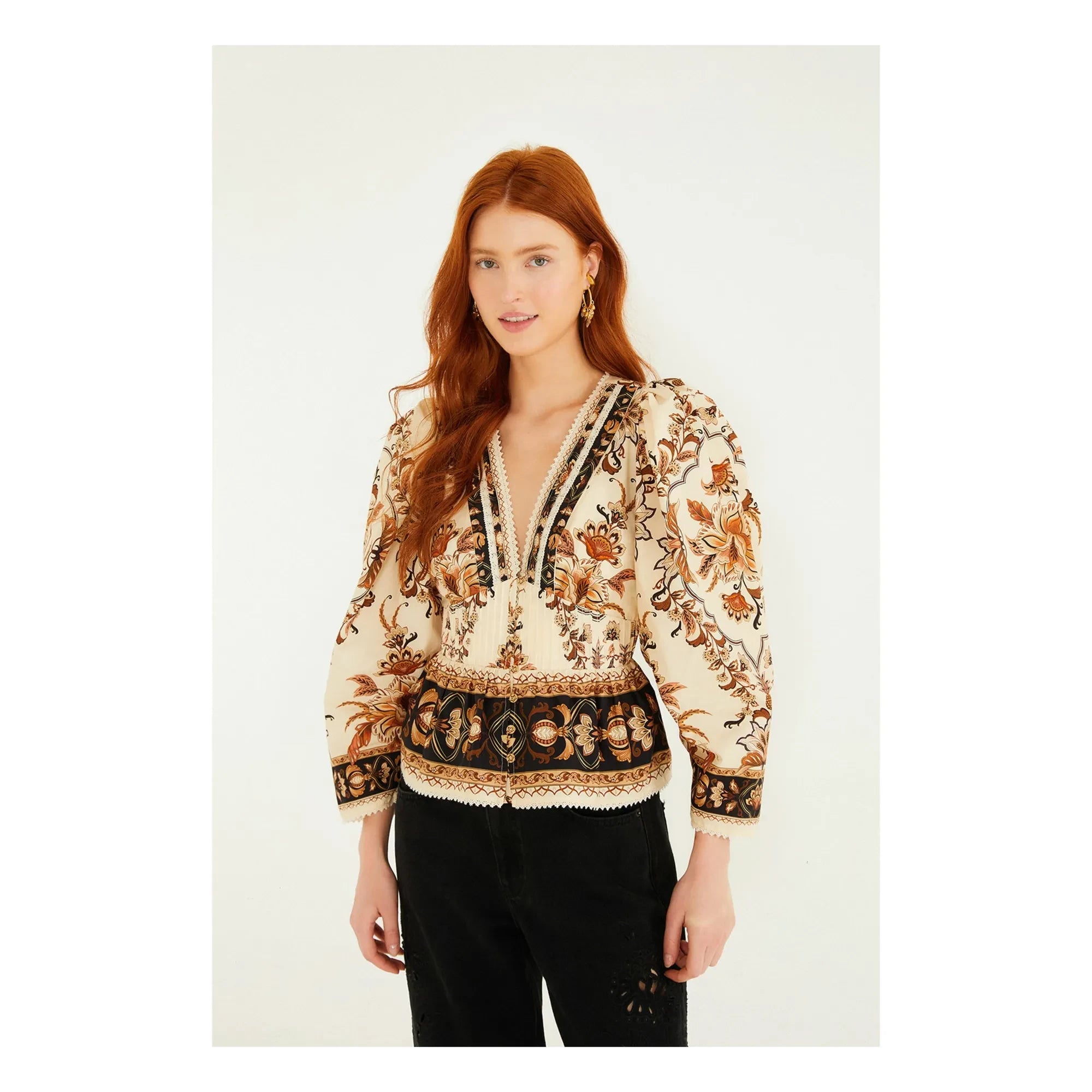 Farm Rio - Majestic Garden Bluse | Sand