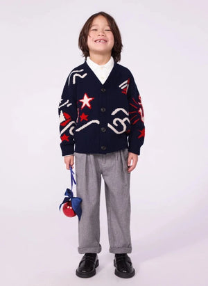 Petit Bateau - Navyblauer, weiter V-Ausschnitt Wollcardigan