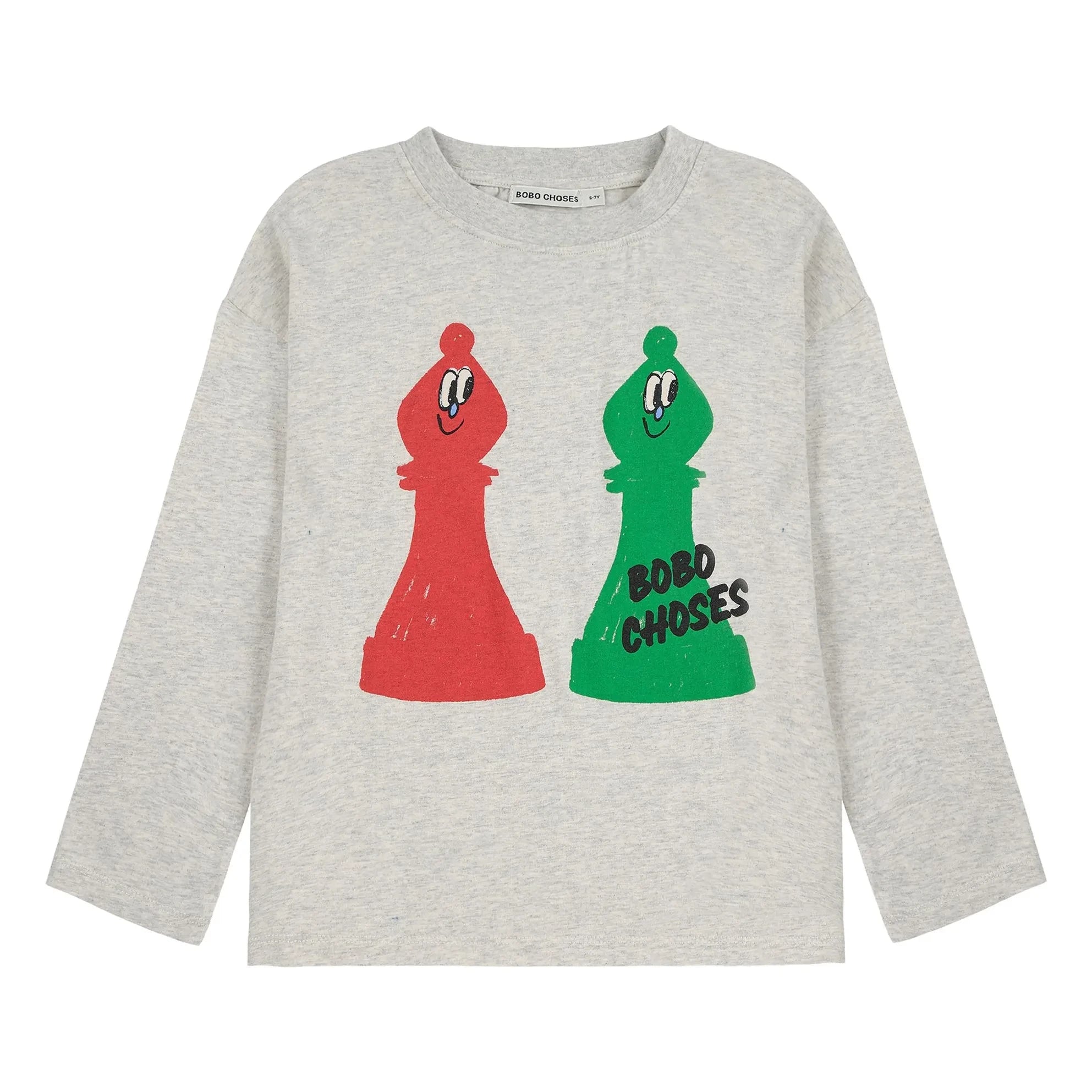 Bobo Choses - T-Shirt aus Bio-Baumwolle mit Schachbrettmuster | Grau meliert
