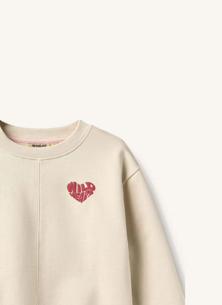Wheat - Emerson Herz Bio-Baumwoll-Sweatshirt | Elfenbein