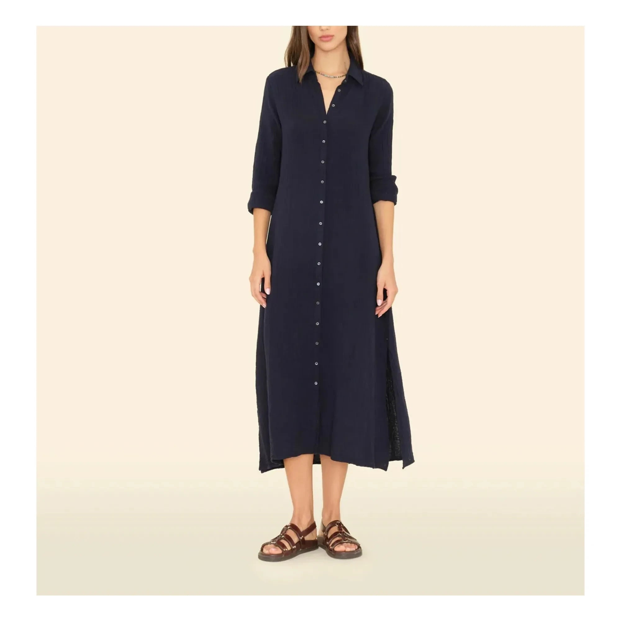 Xirena - Boden Baumwoll-Gaze-Kleid | Dunkelblau