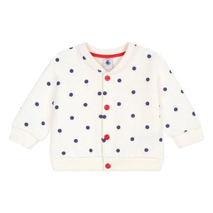 Petit Bateau - Molton Jacke mit Punkten | Ecru