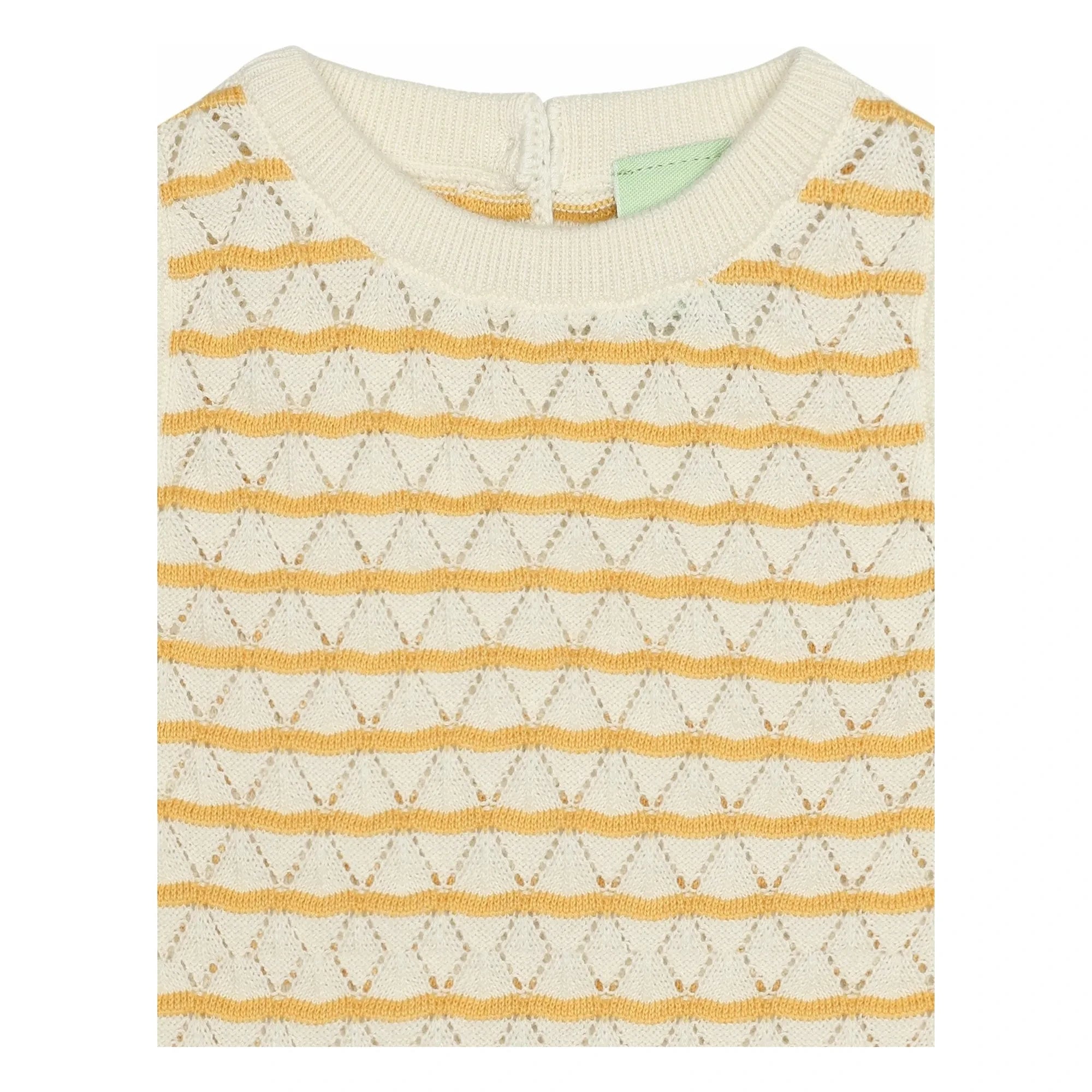 FUB - Gestreiftes Pointelle Top Bio-Baumwolle Feinstrick | Gelb