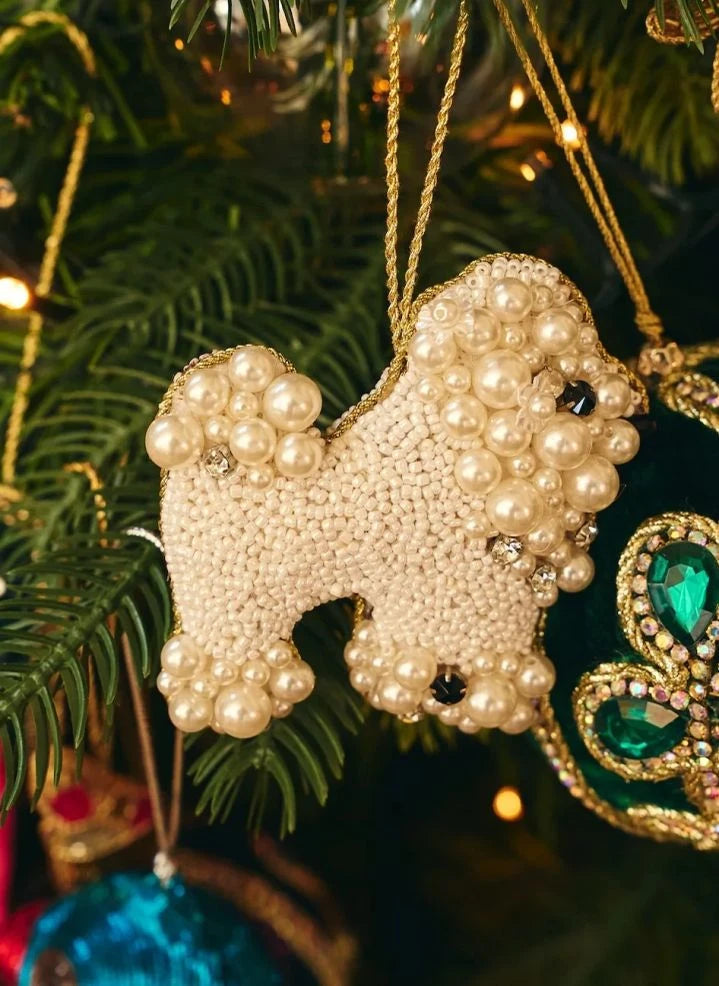 Anna + Nina - Weißer Pudel Weihnachtsbaumschmuck