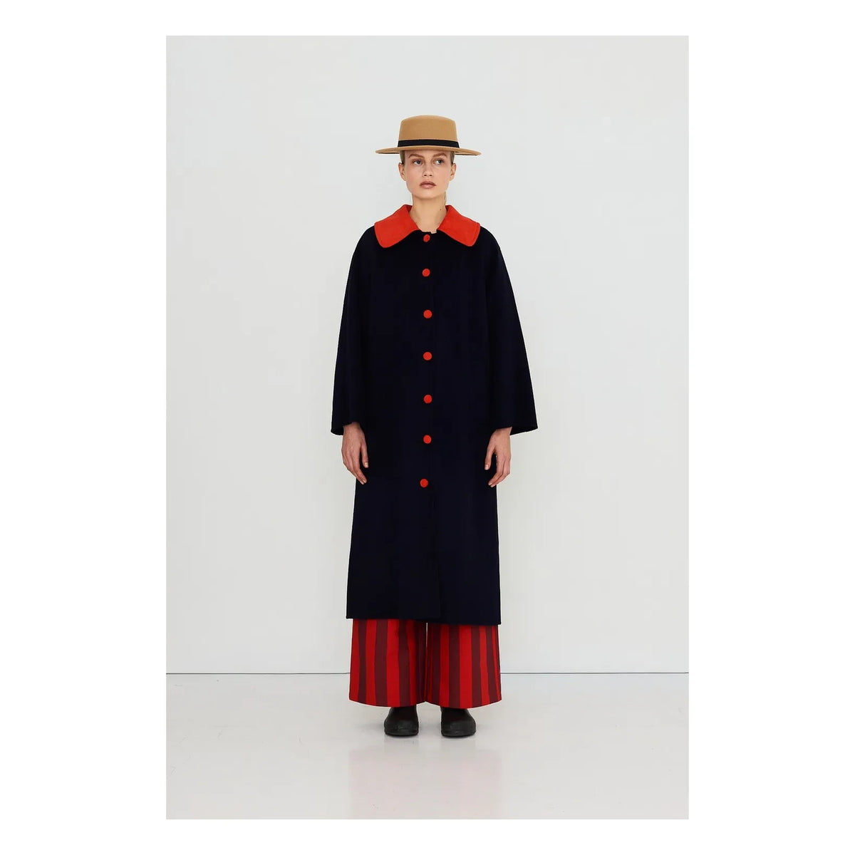 The Tiny Big Sister - Langer Wollmantel | Marineblau
