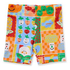 Halcyon Nights - Bio-Baumwoll-Radlerhose mit Gemüseprint | Orange