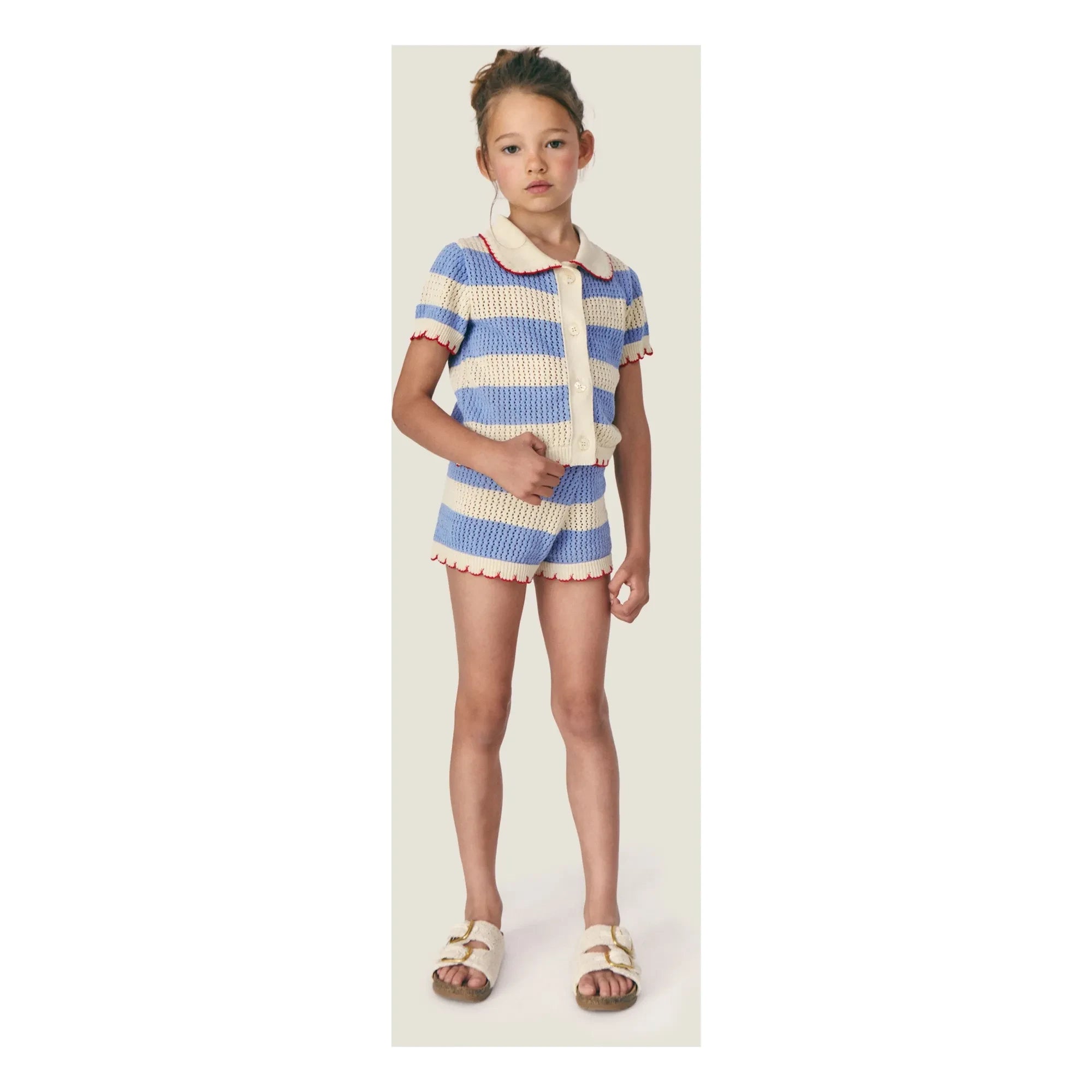 Mipounet - Gestreifte Vita Häkelshorts | Blau