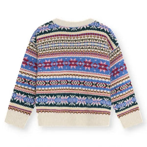 the new society - Caia Jacquard-Strickjacke aus recycelten Fasern | Blau