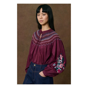 Louise Misha - Pal Organische Baumwollbluse | Bordeaux