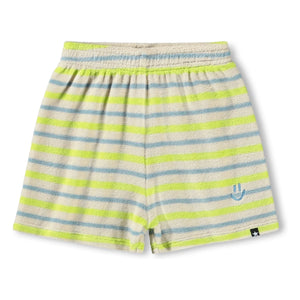 Molo - Gestreifte Bio-Baumwoll-Shorts | Cremeweiß