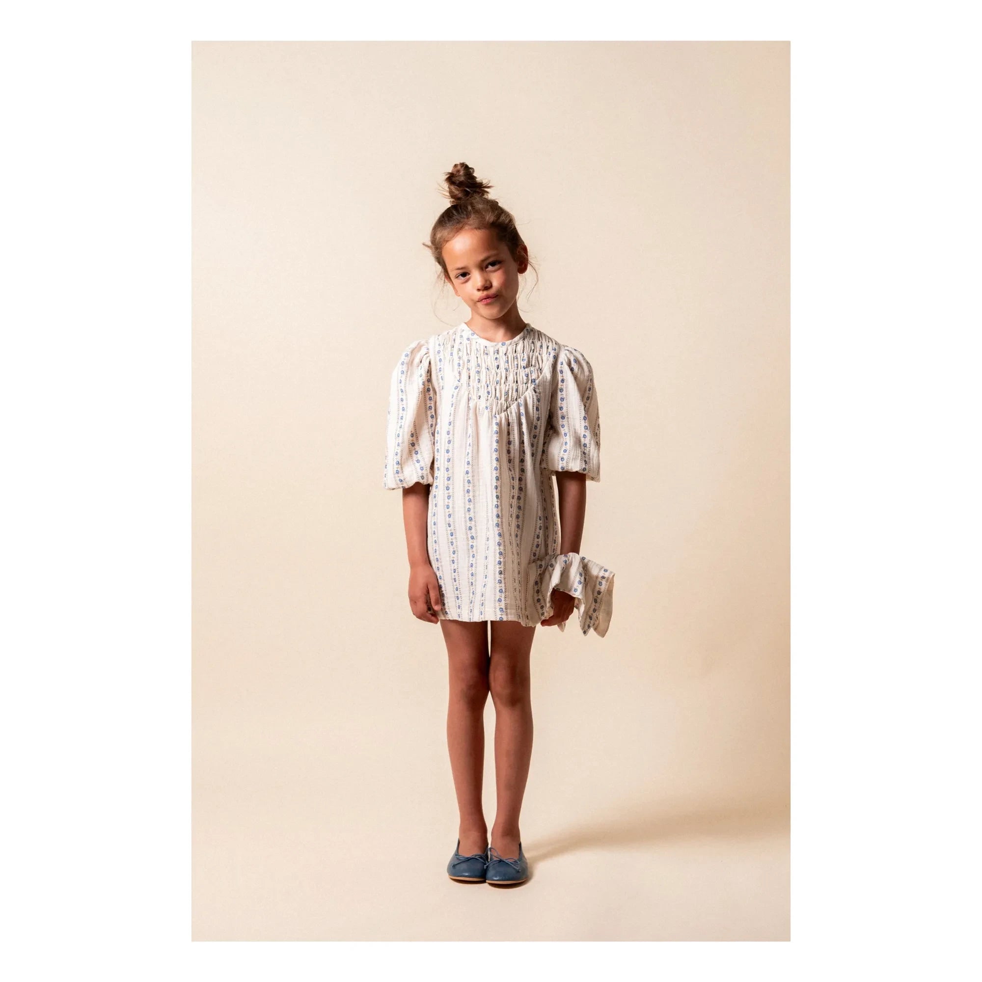 birinit - Bio Baumwolle Blumenkleid Sariñena | Gebrochenes Weiß