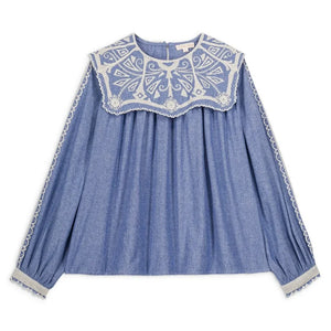 Louise Misha - Anastasy Organische Baumwollbluse | Blau