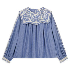 Louise Misha - Anastasy Organische Baumwollbluse | Blau