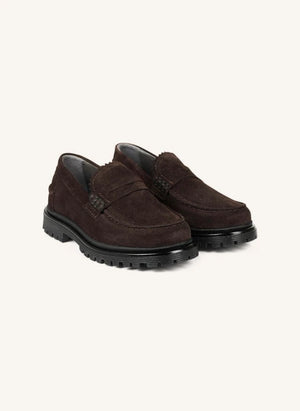Angulus - Brown Süet Loafer Mokasenler