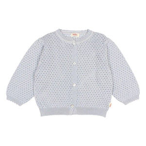 Búho - 3/4-Arm Lochstrick Cardigan aus Bio-Baumwolle | Hellblau