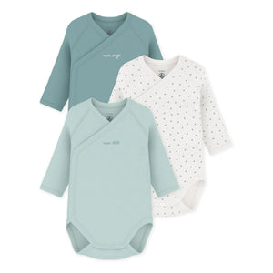 Petit Bateau - 3'lü Set Mon Bébé Organik Pamuklu Body | Yeşil