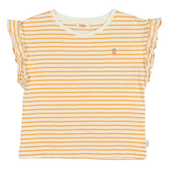 Búho - Gestreiftes T-Shirt aus Bio-Baumwolle mit Erdbeeren | Gelb