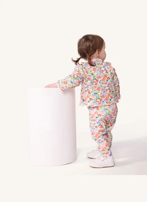 Petit Bateau - Organik Pamuklu Çiçek Desenli Bebek Hırkası | Beyaz