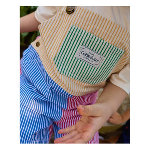 Goldie + Ace – Gestreifter Patchwork-Kurzstrampler | Rot