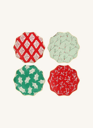 Meri Meri - Blockdruck Weihnachtsteller - 8er Set