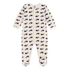 Petit Bateau - Dors Bien Velours Baleine Schlafanzug | Grau Meliert