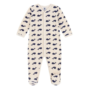 Petit Bateau - Dors Bien Velours Baleine Schlafanzug | Grau Meliert
