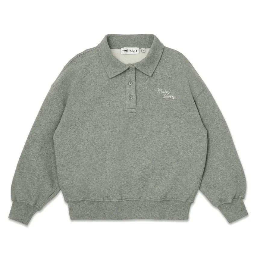 Main Story - Organik Pamuklu Polo Yaka Sweatshirt | Gri