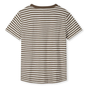 Gray Label – Oversize Gestreiftes T-Shirt aus Bio-Baumwolle | Khakibraun