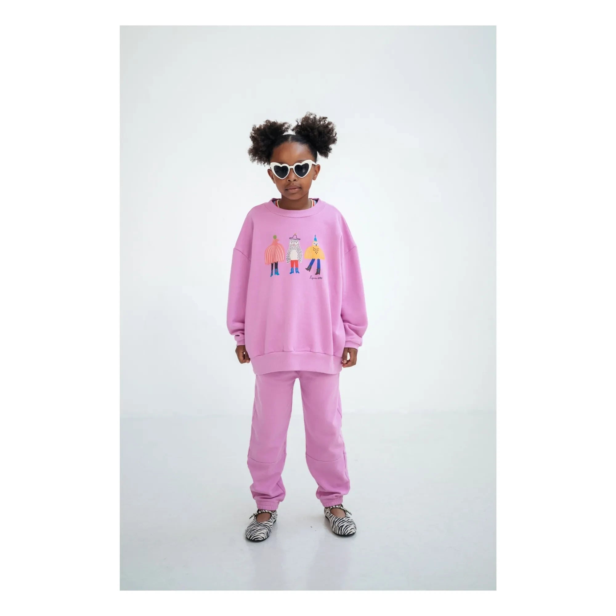 Repose AMS - Oversized Sweat Cozydrop Oiseaux Bio-Baumwolle | Rosa