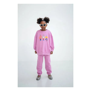 Repose AMS - Oversized Sweat Cozydrop Oiseaux Bio-Baumwolle | Rosa
