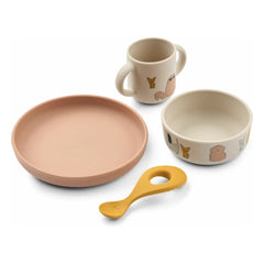 Liewood - Vivi Silikon-Tellerset - 4-teilig | Katzen und Hunde/Sandfarben