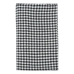 Gabrielle Paris - Gingham-Gewaschene Leinen-Tischdecke | Schwarz
