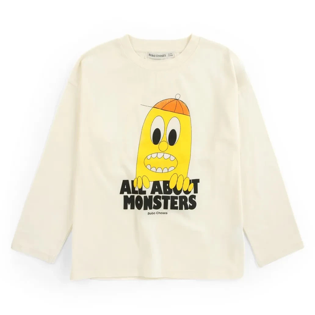 Bobo Choses - Lemon T-Shirt All About Monsters aus Bio-Baumwolle | Ecru